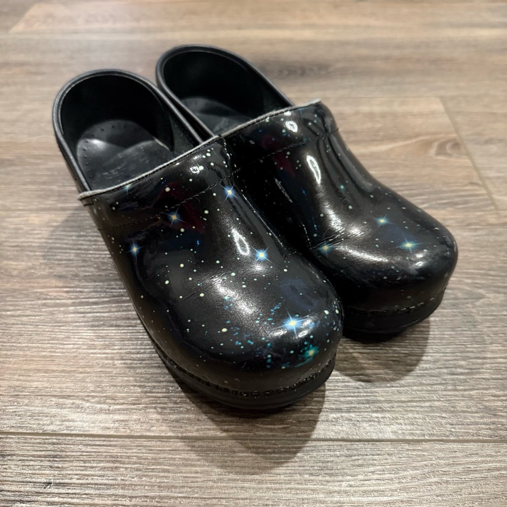 Dansko Professional Stargazer Galaxy Patent Leather Black Clog